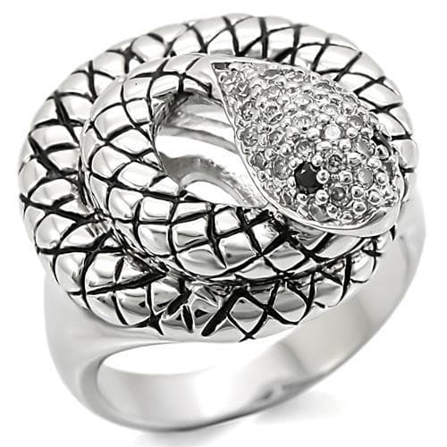 Brass Crystal Coiled Snake Ring