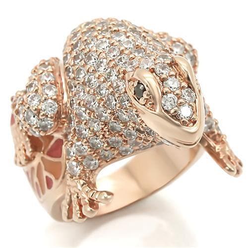 Brass Rose Gold Crystal Frog Ring