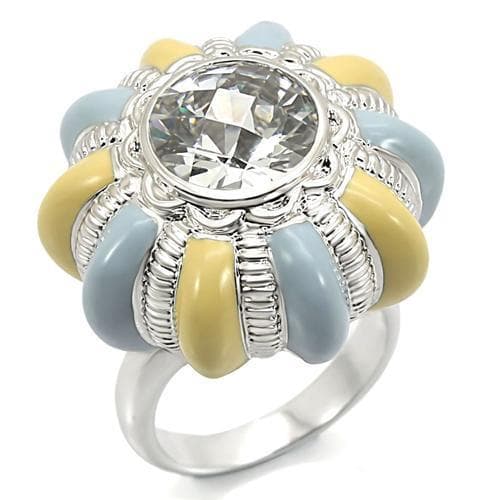 Brass Pastel Enamel CZ Flower Ring