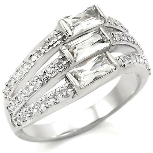 Brass CZ Baguette Multi-Row Band Ring