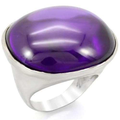 Brass Purple Amethyst Cabochon Dome Ring