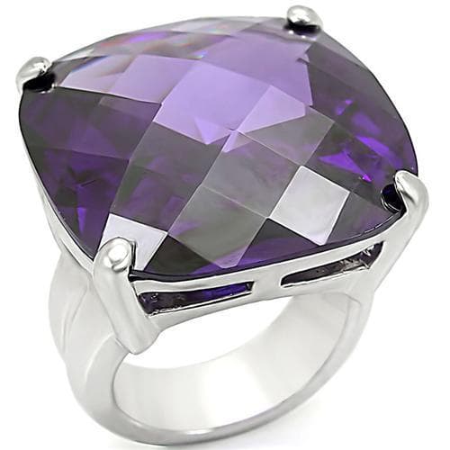 Brass Amethyst Faceted Cushion Cocktail Ring