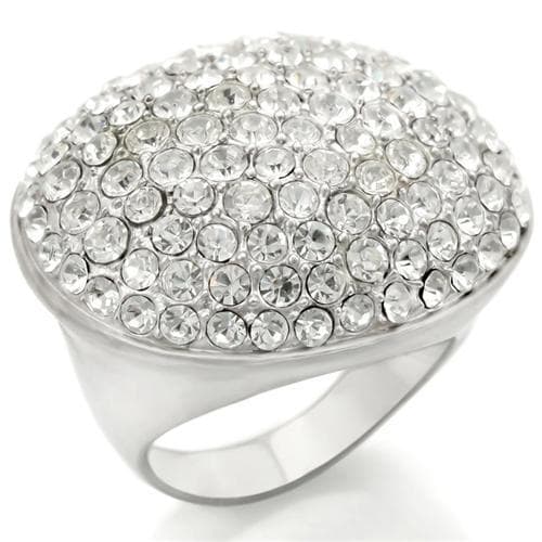 Brass Clear Crystal Pavé Dome Ring