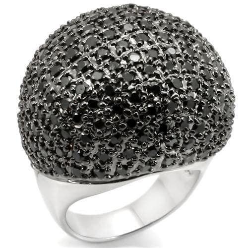 Brass Black CZ Pavé Dome Ring