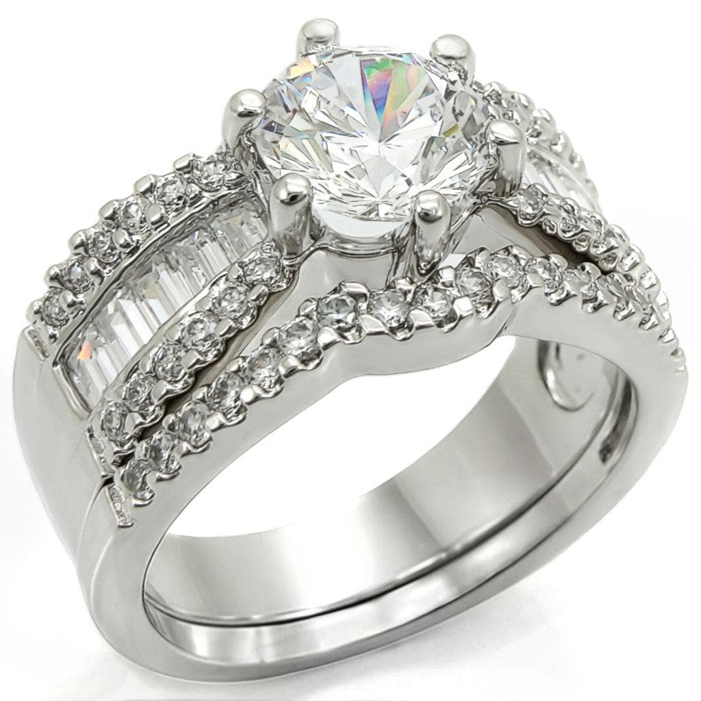Brass CZ Baguette Bridal Set Ring