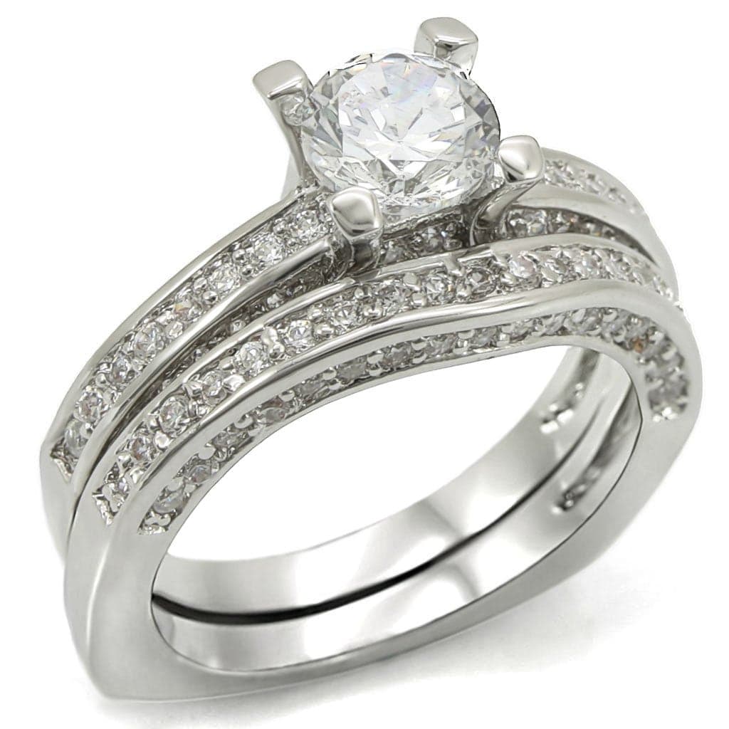 Brass CZ Pavé Double Band Set Ring