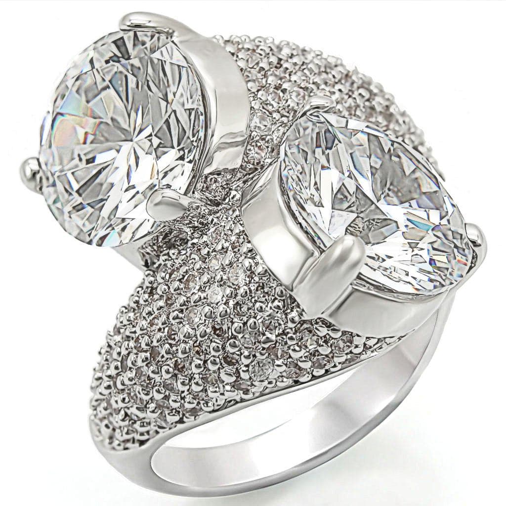Brass CZ Pear Pavé Cocktail Ring