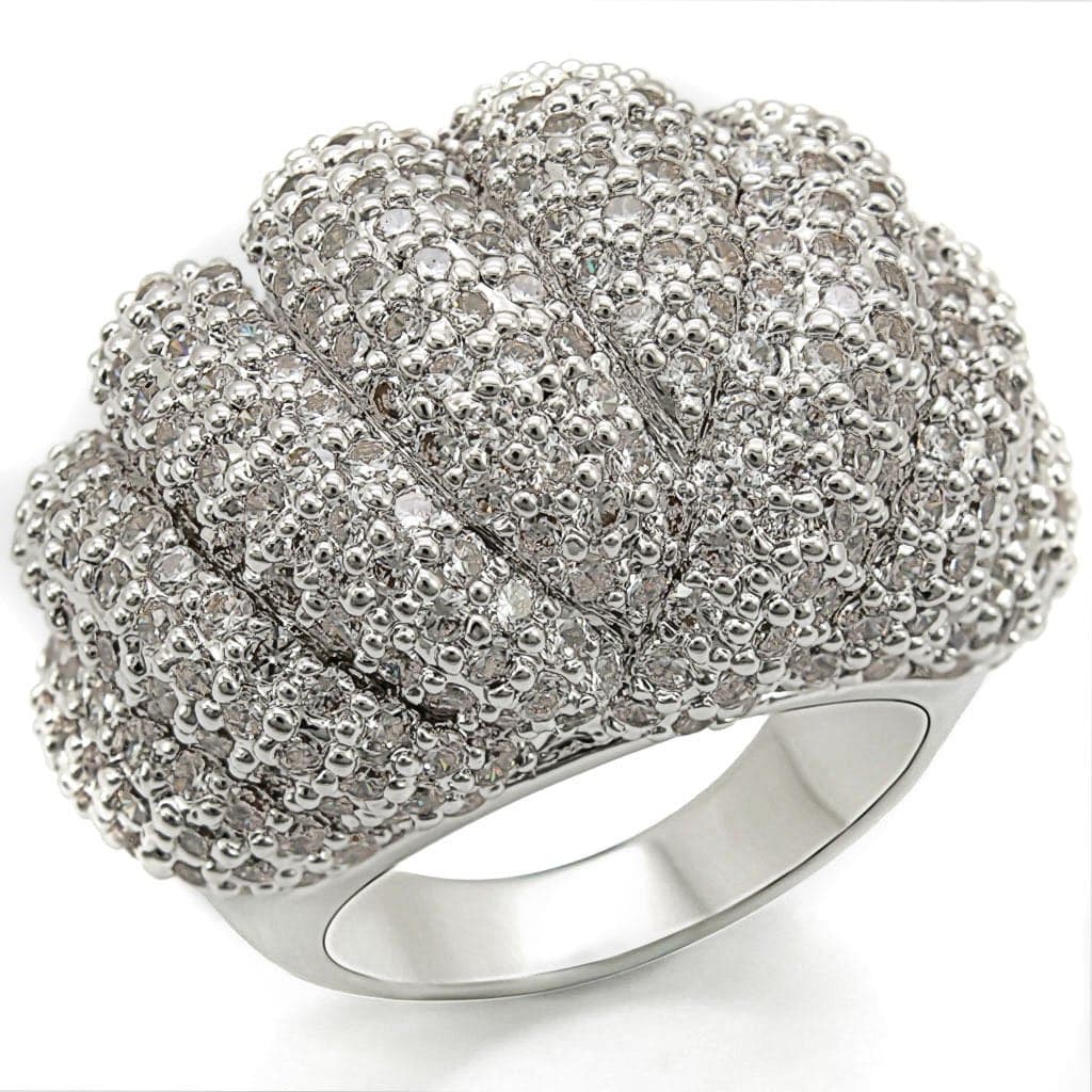 Brass CZ Pavé Cluster Dome Ring