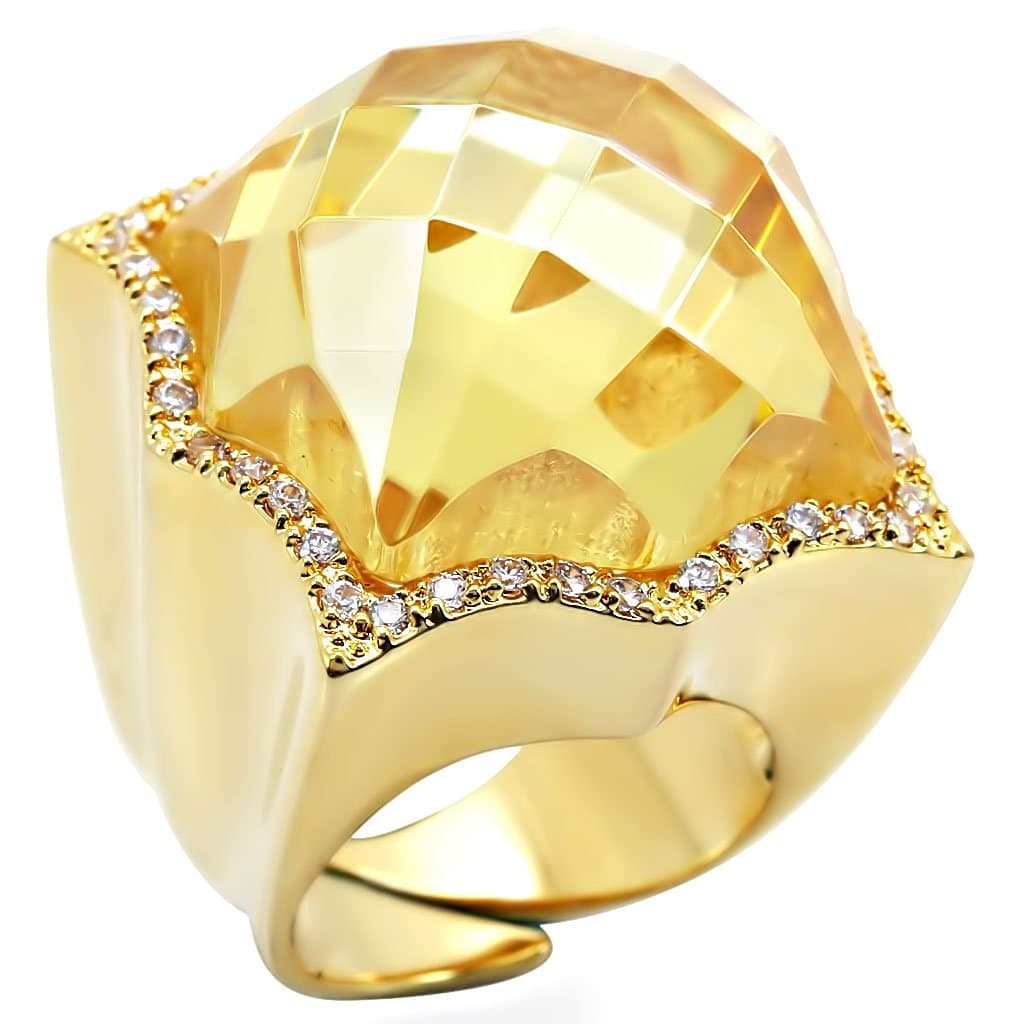 Brass Gold Champagne Faceted Cocktail Ring