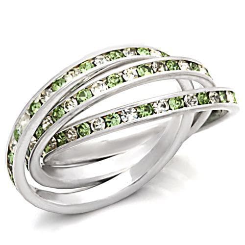 Sterling Silver Peridot Crystal Triple Rolling Ring
