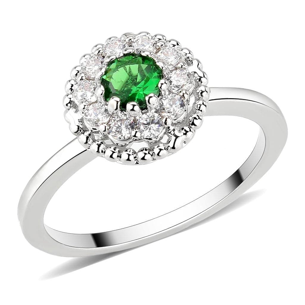 Brass Emerald Round Double Halo Ring