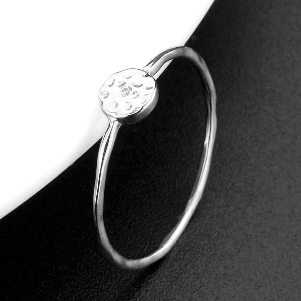 Brass Hammered Disc Thin Ring