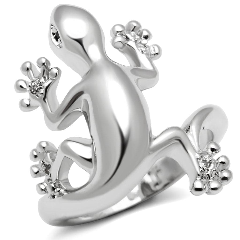 Brass Polished Gecko Lizard Wrap Cocktail Ring