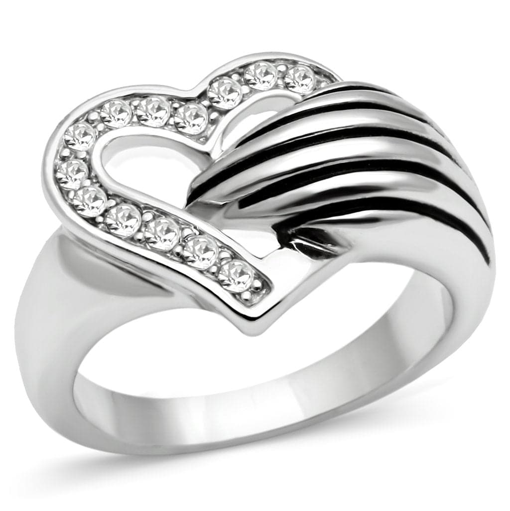 Brass CZ Heart Wing Cocktail Ring