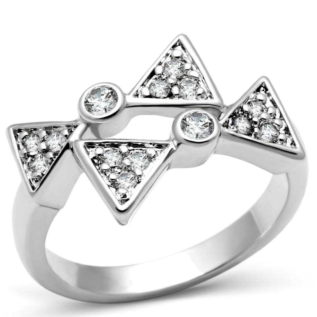 Brass CZ Pave Bowtie Triangle Ring