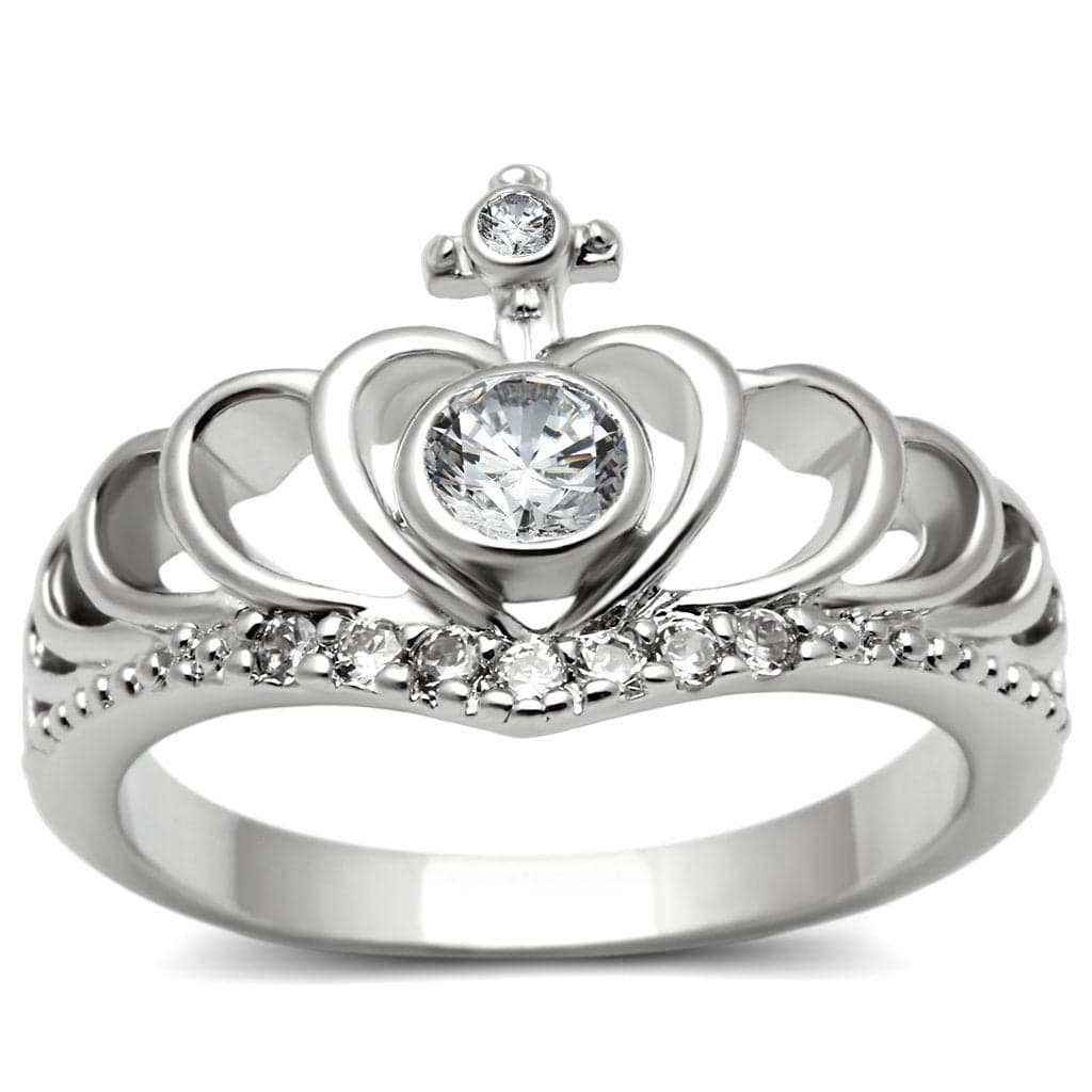 Brass CZ Crown Tiara Cocktail Ring