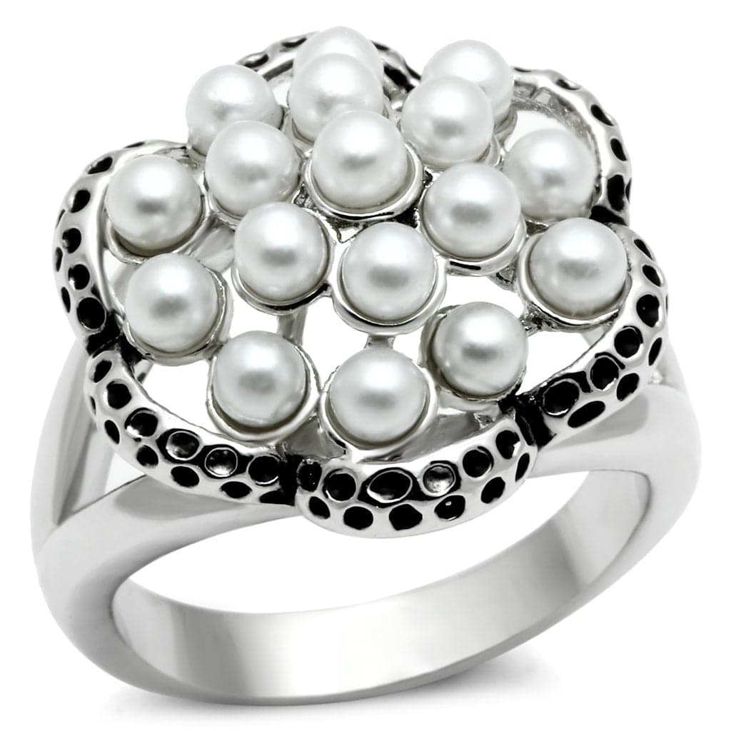 Brass Pearl Cluster Heart Cocktail Ring