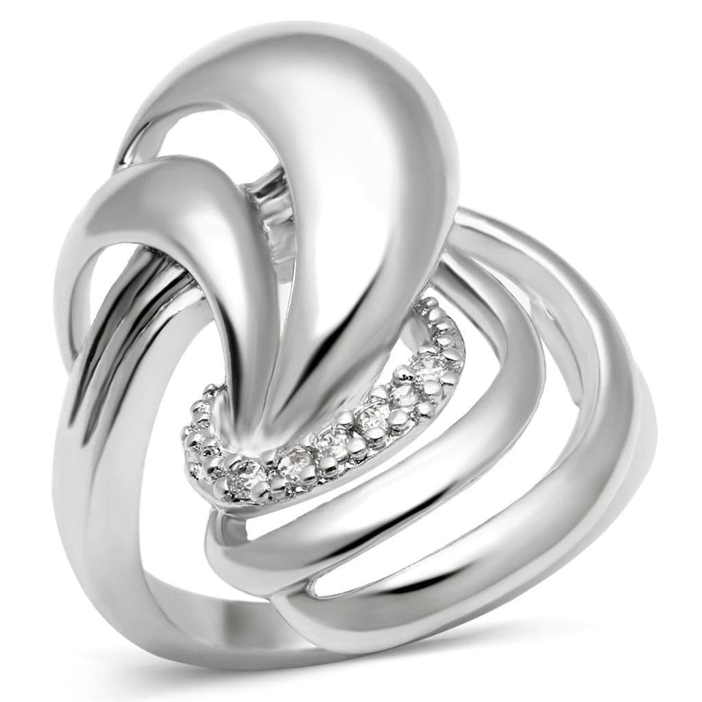 Brass CZ Pave Flowing Swirl Cocktail Ring