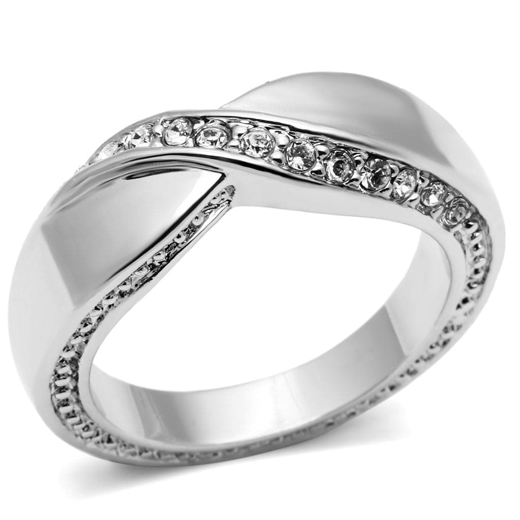 Brass CZ Channel Wave Crossover Band Ring
