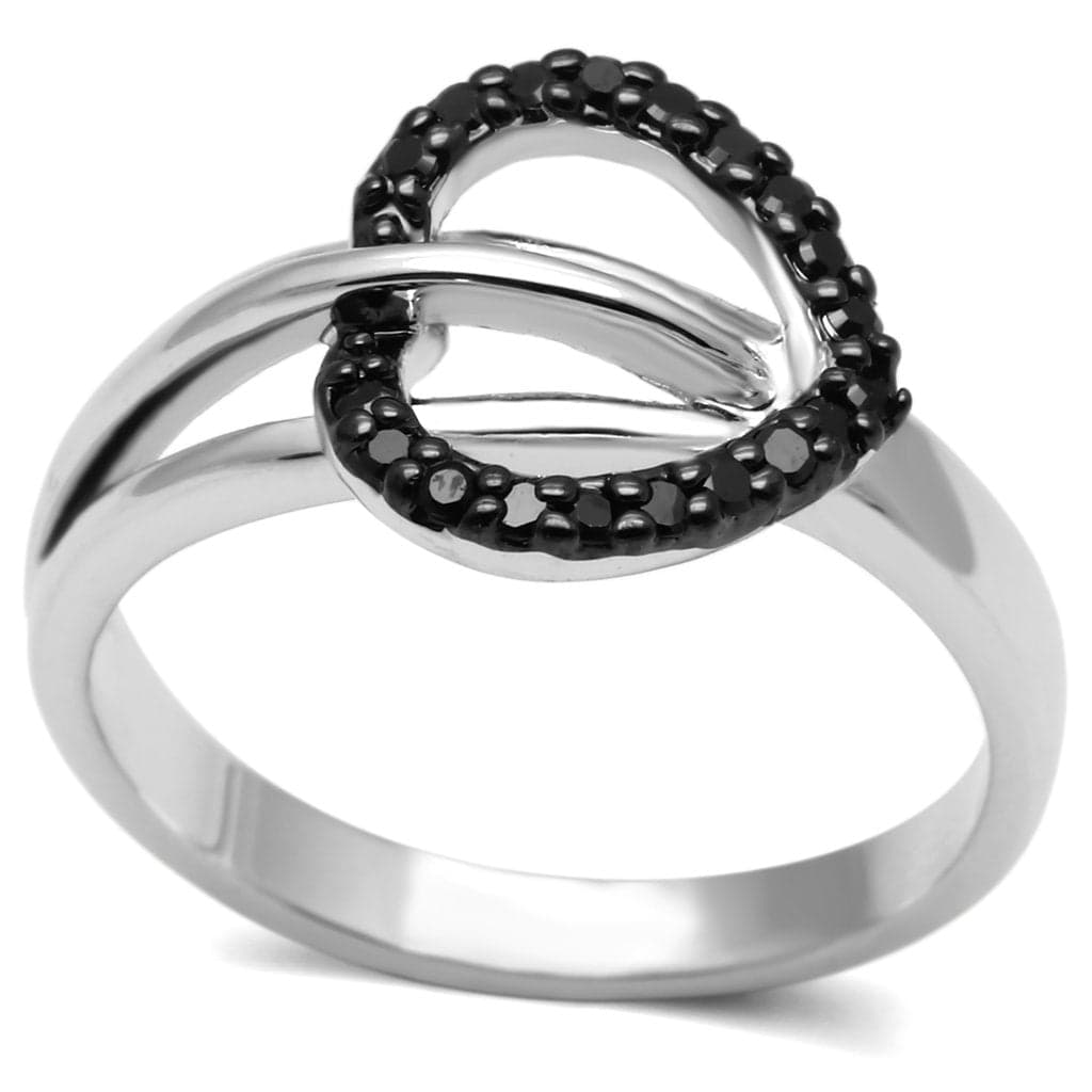 Brass Black CZ Pave Circle Open Ring