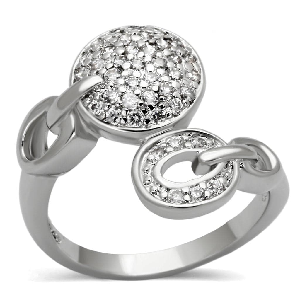 Brass CZ Pave Double Circle Link Ring