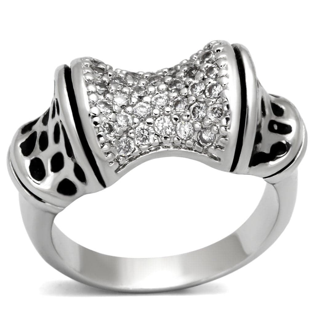 Brass CZ Pave Bowtie Onyx Wide Band Ring