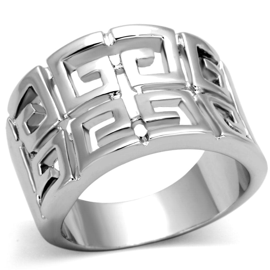 Brass Greek Key Cutout Wide Band Ring