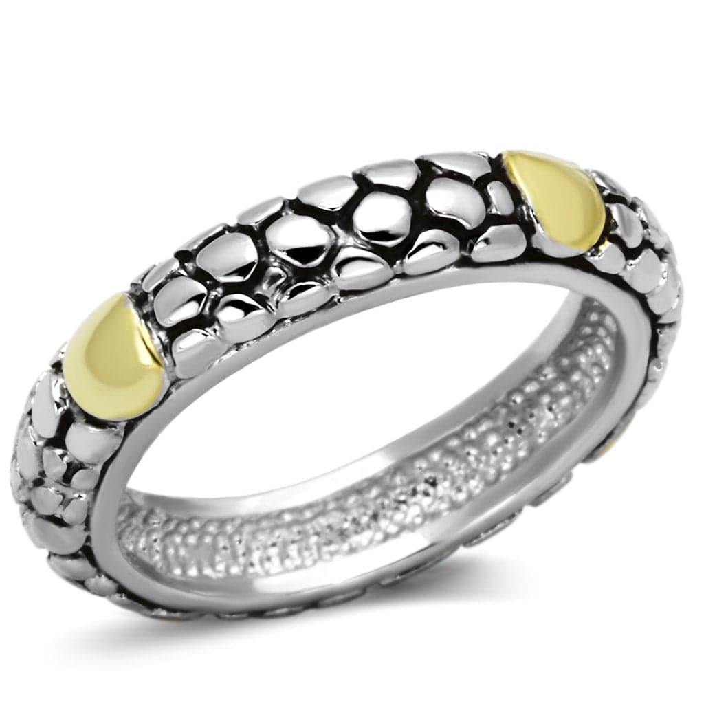 Brass Two-Tone Pebble Texture Band Ring