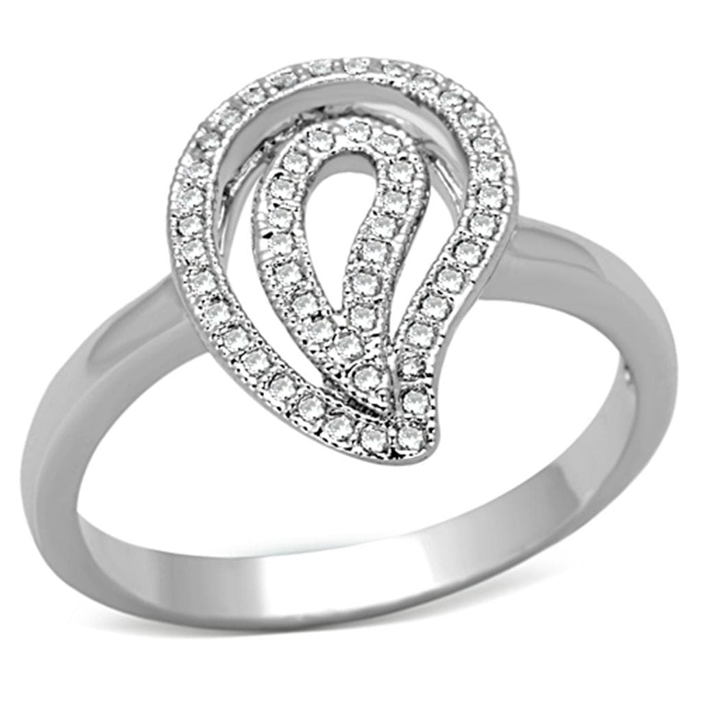 Brass CZ Pave Teardrop Paisley Loop Ring