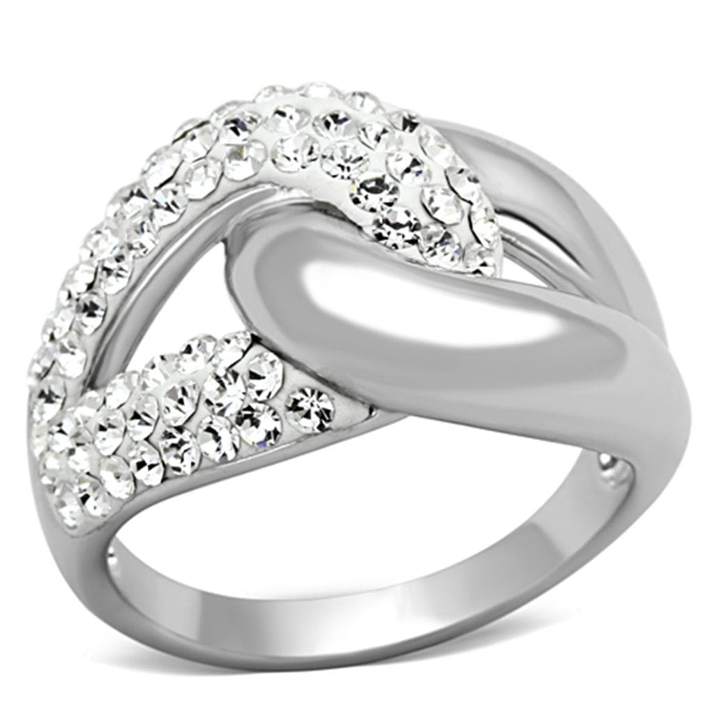 Brass CZ Pave Teardrop Crossover Dome Ring