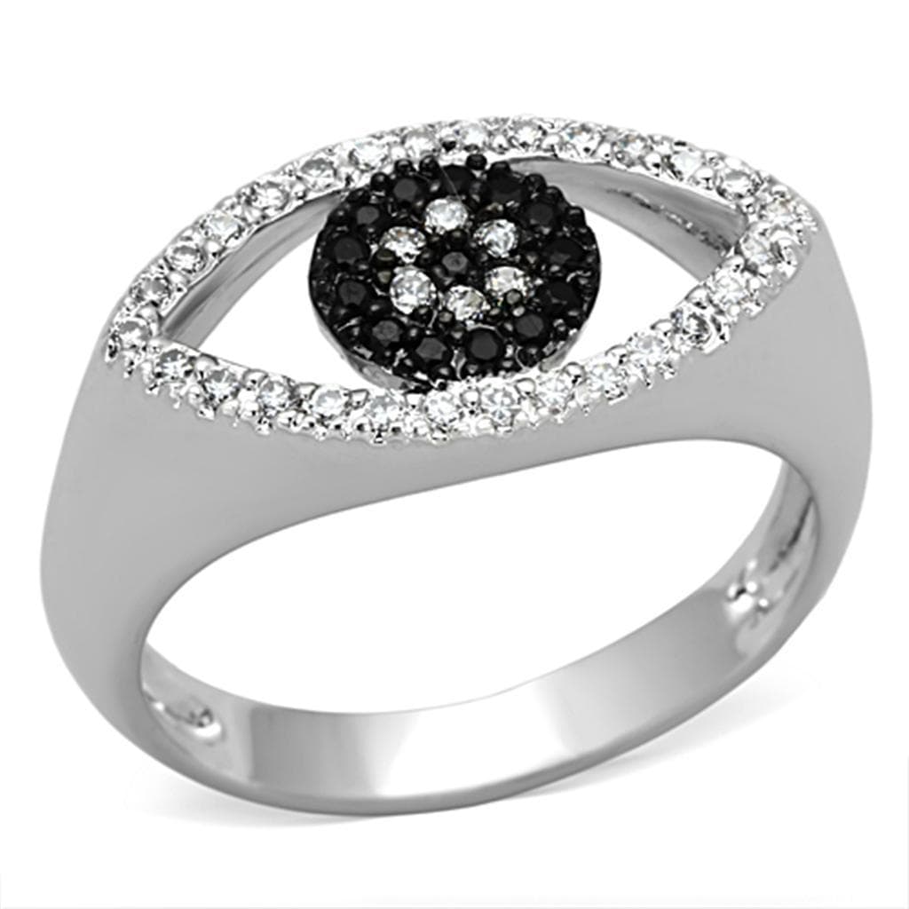 Brass Black CZ Evil Eye Signet Ring