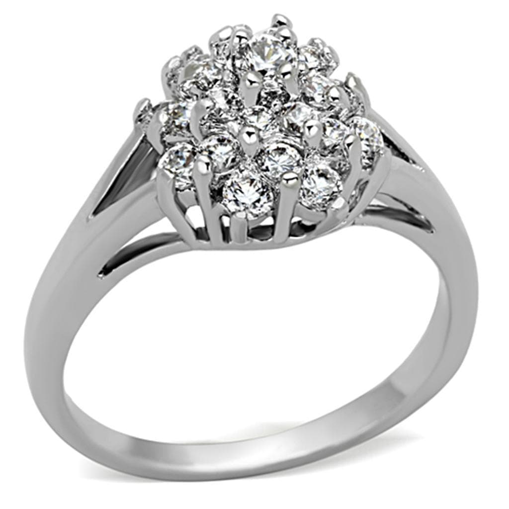 Brass CZ Round Cluster Flower Cocktail Ring