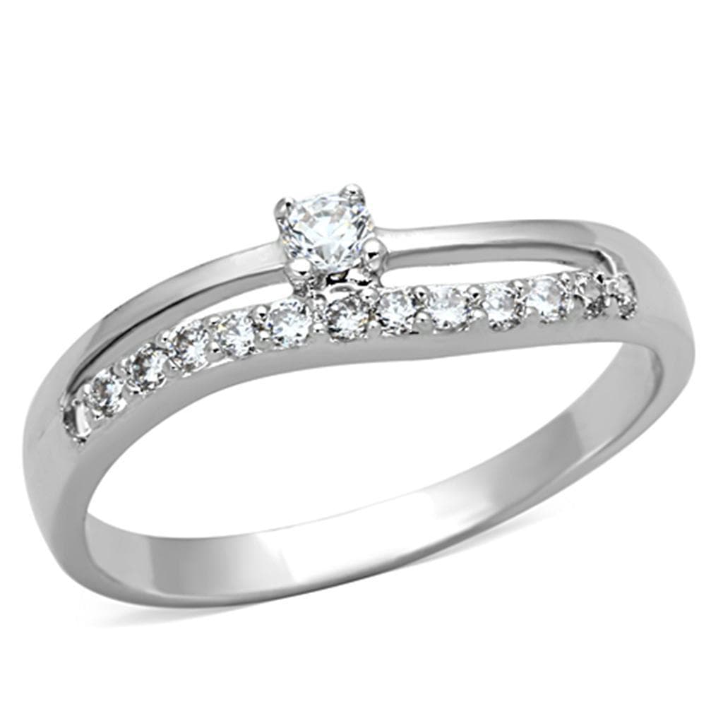 Brass CZ Round Pave Solitaire Tapered Ring