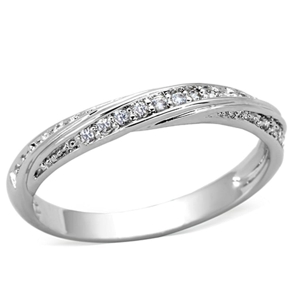 Brass CZ Princess Channel Tapered Band Ring