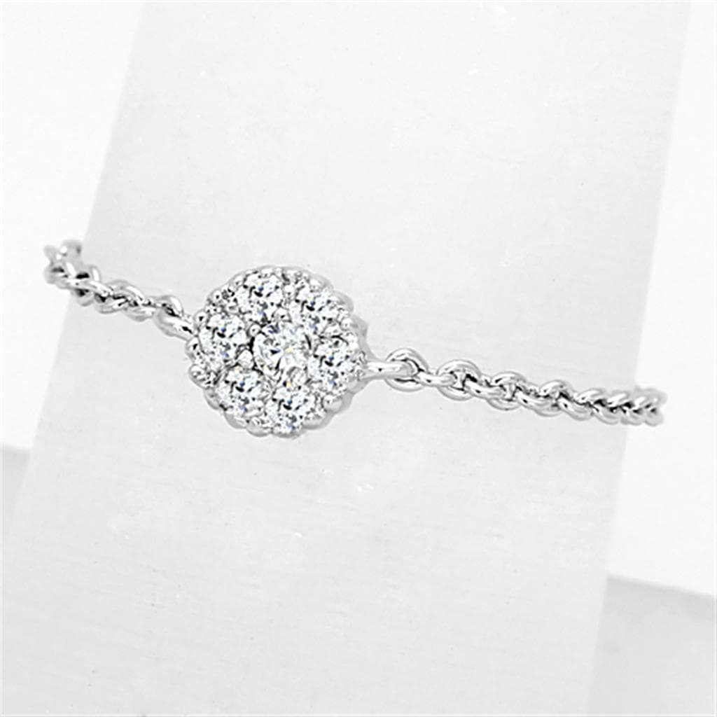 Brass CZ Halo Cluster Chain Ring