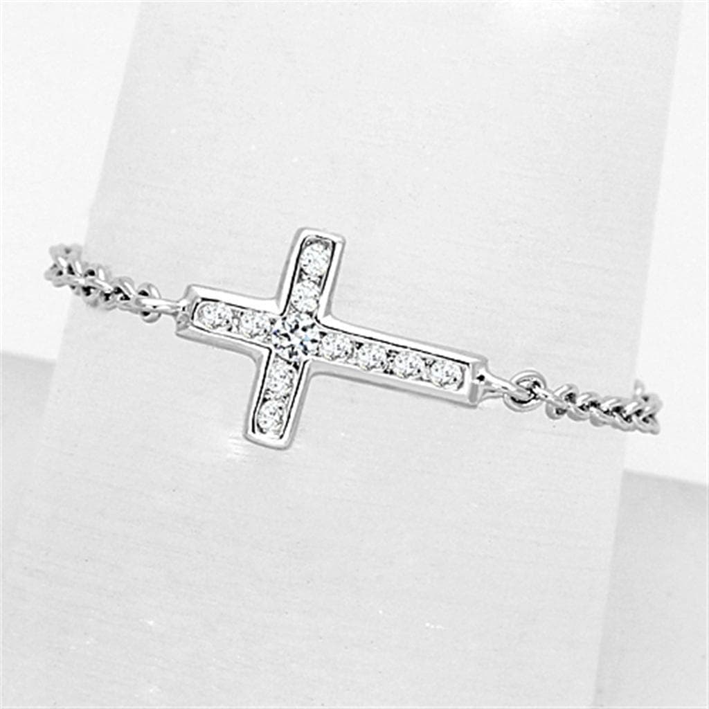 Brass CZ Pave Sideways Cross Chain Ring
