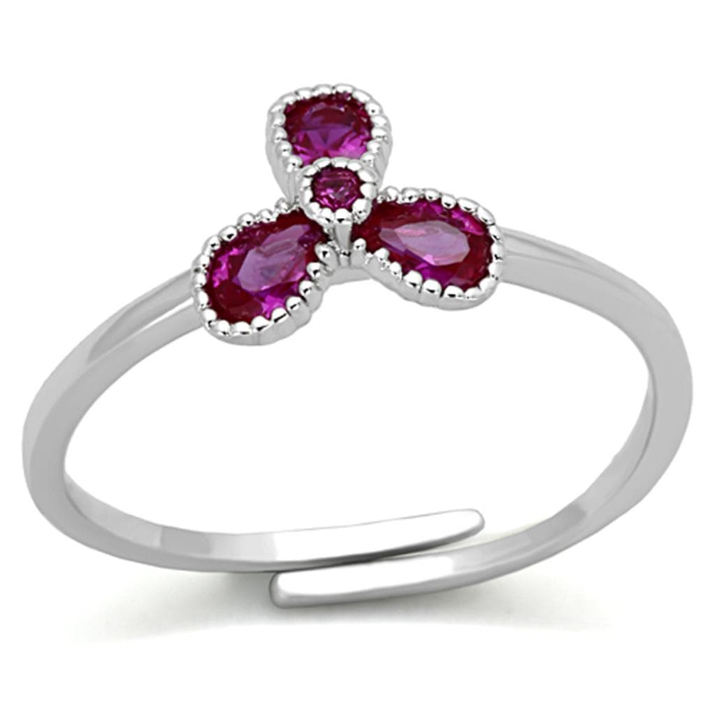 Brass Ruby CZ Triple Pear Trefoil Open Ring