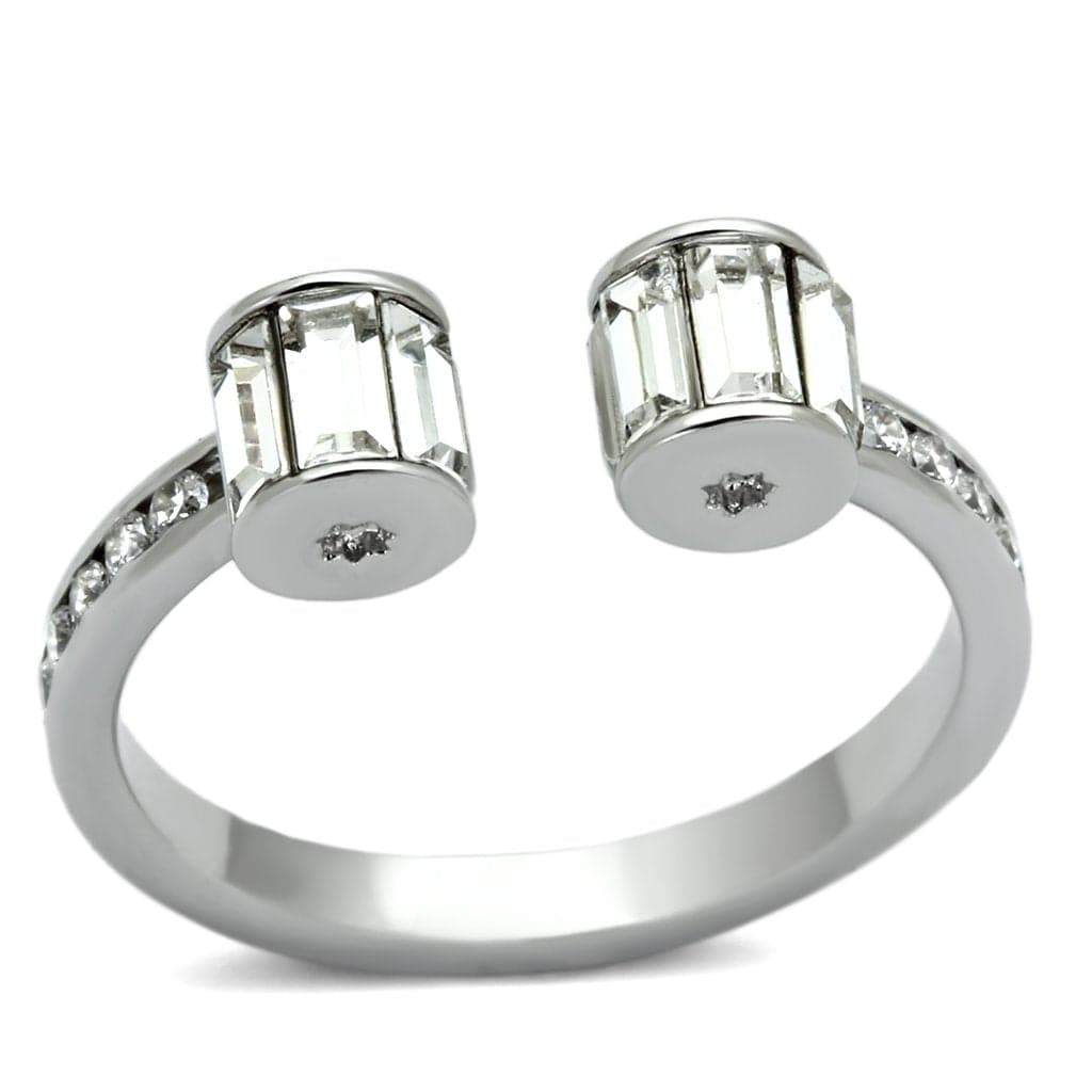 Brass CZ Baguette Geometric Open Adjustable Ring