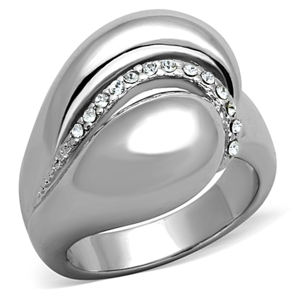 Brass CZ Pave Pearl Dome Teardrop Ring