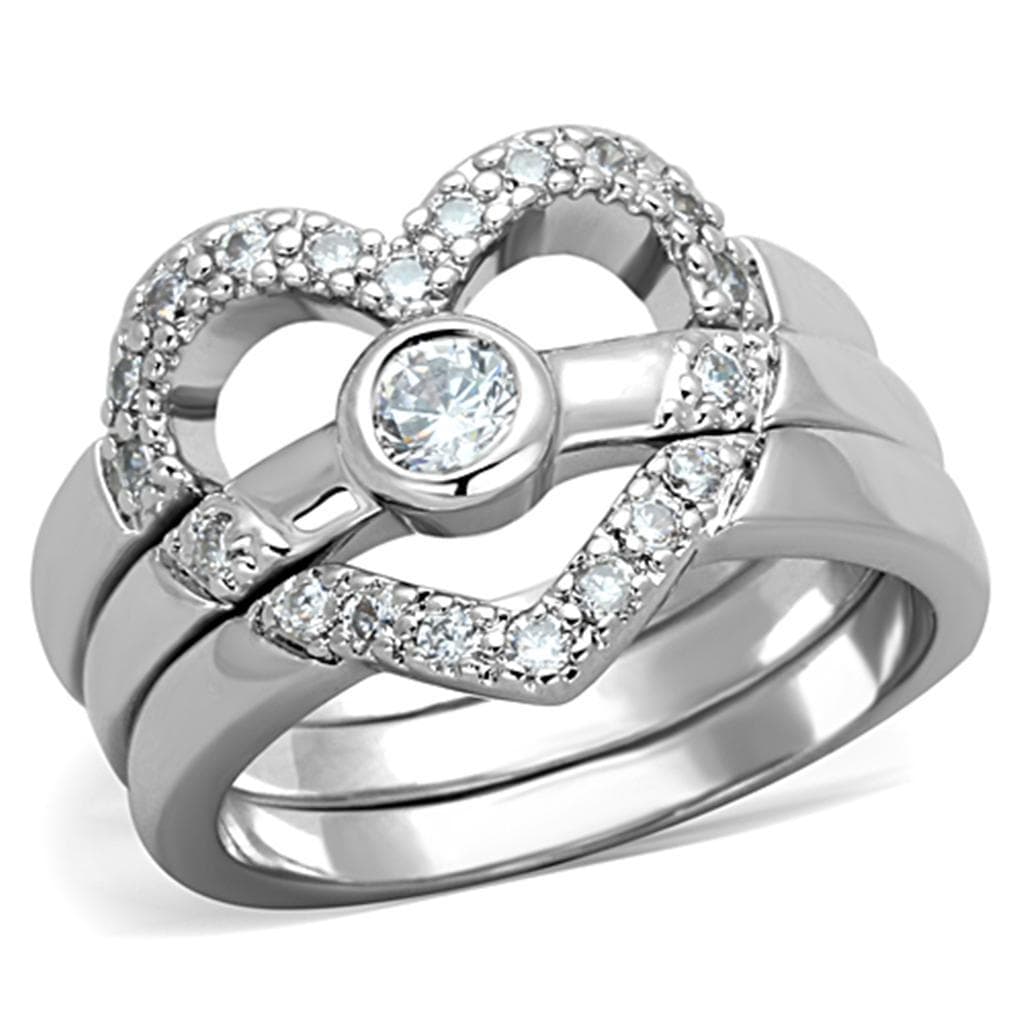 Brass CZ Heart Pave Infinity Bridal Set Ring