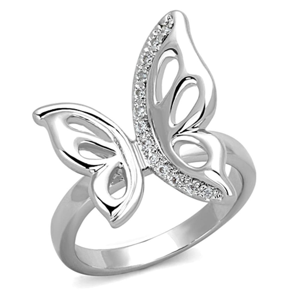 Brass CZ Pave Butterfly Wing Open Ring