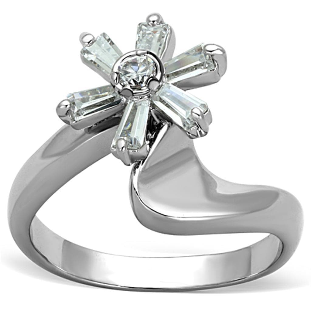 Brass CZ Baguette Cross Open Bypass Ring