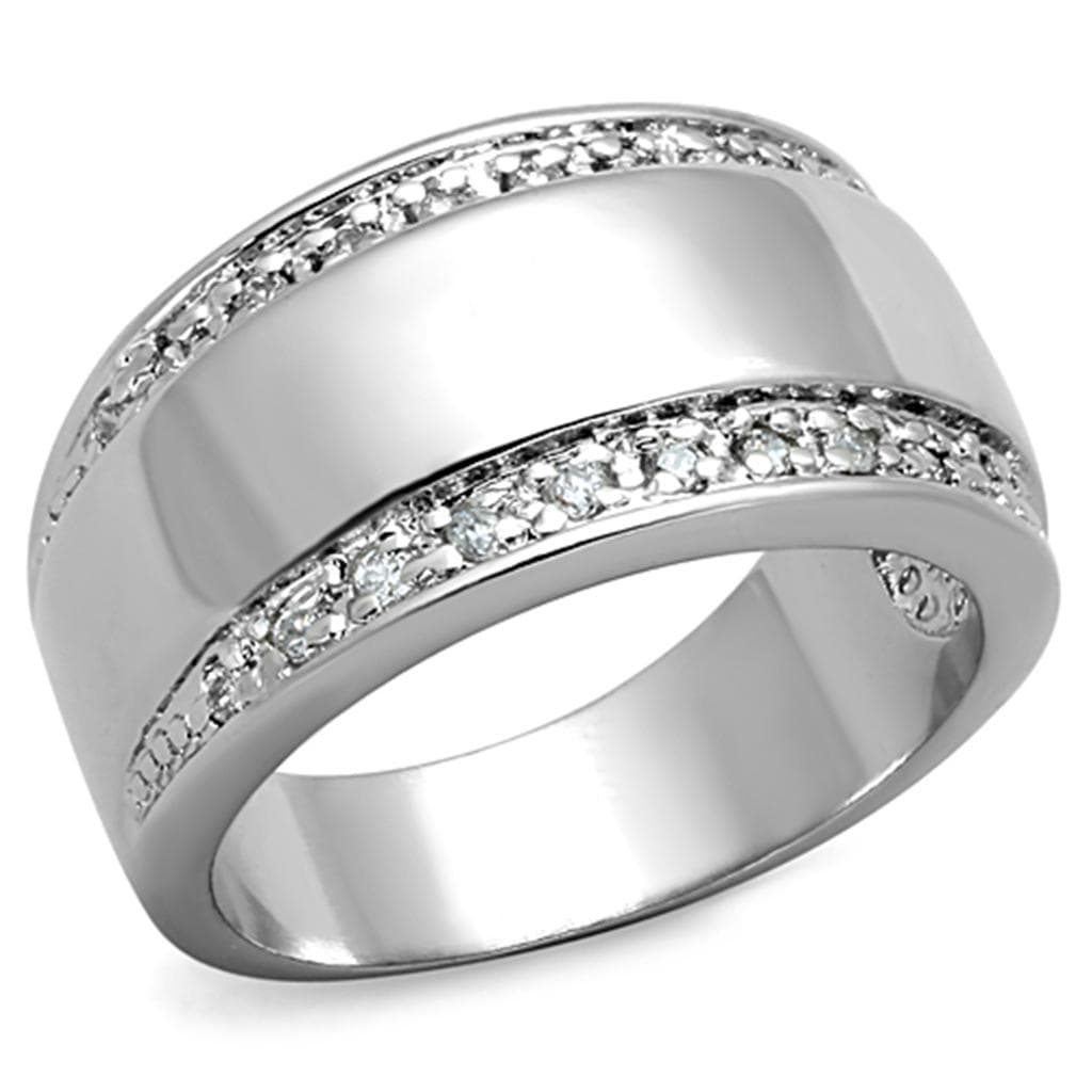 Brass CZ Pave Channel Wide Polished Band Ring
