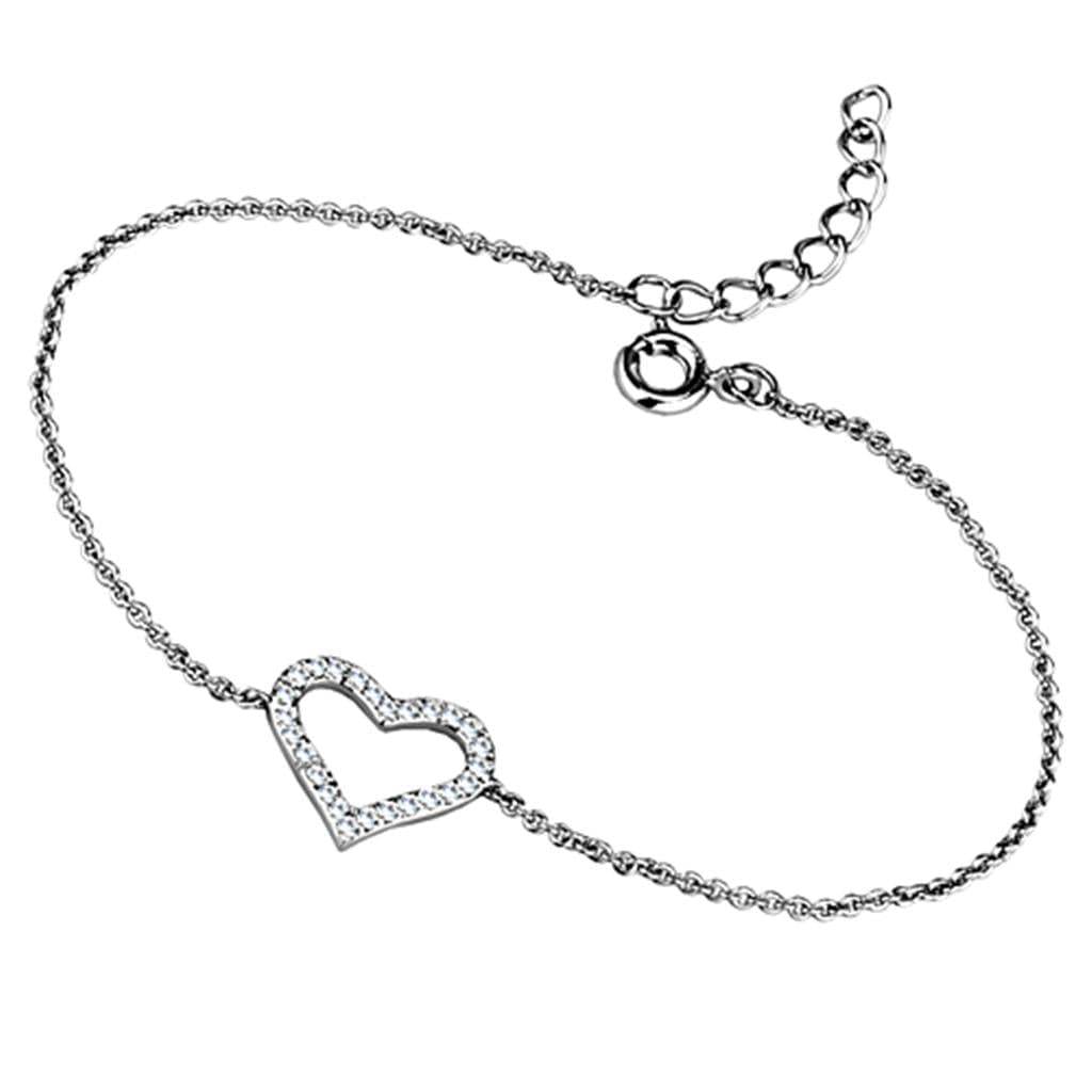 Brass Polished Open Heart Chain Bracelet