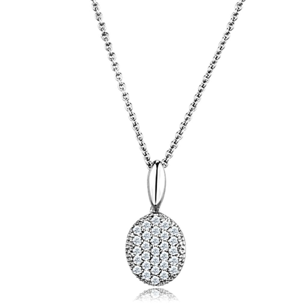 Brass CZ Pave Egg Oval Pendant