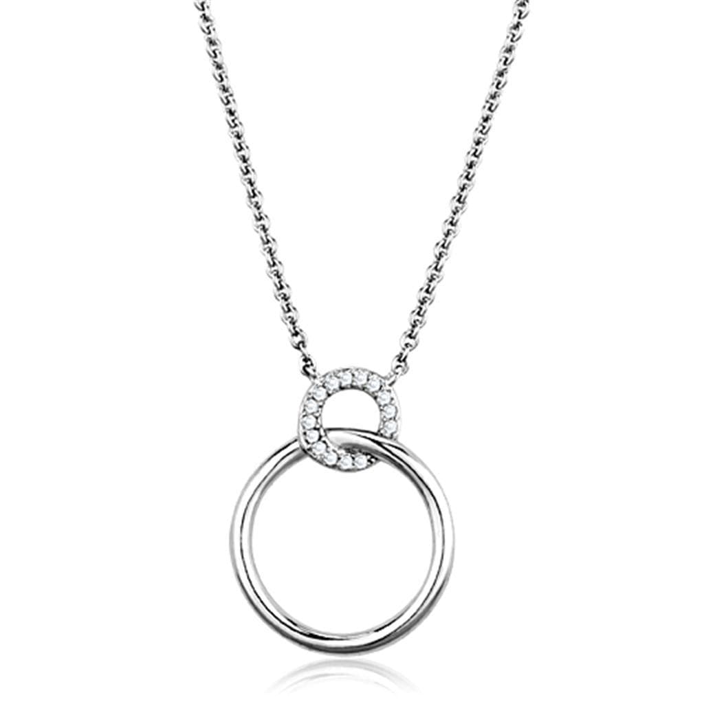 Brass Polished Double Circle Pendant Necklace