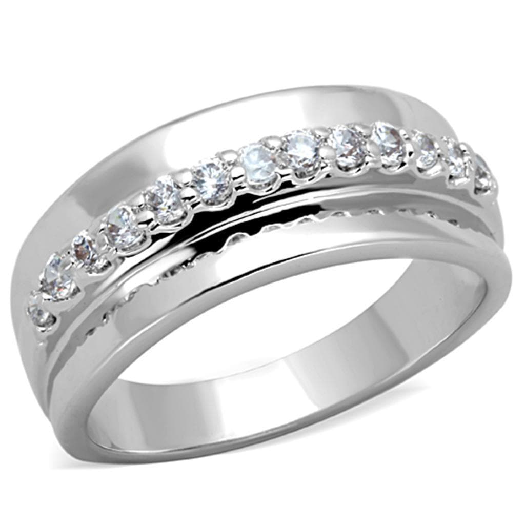 Brass CZ Pave Double Row Polished Band Ring