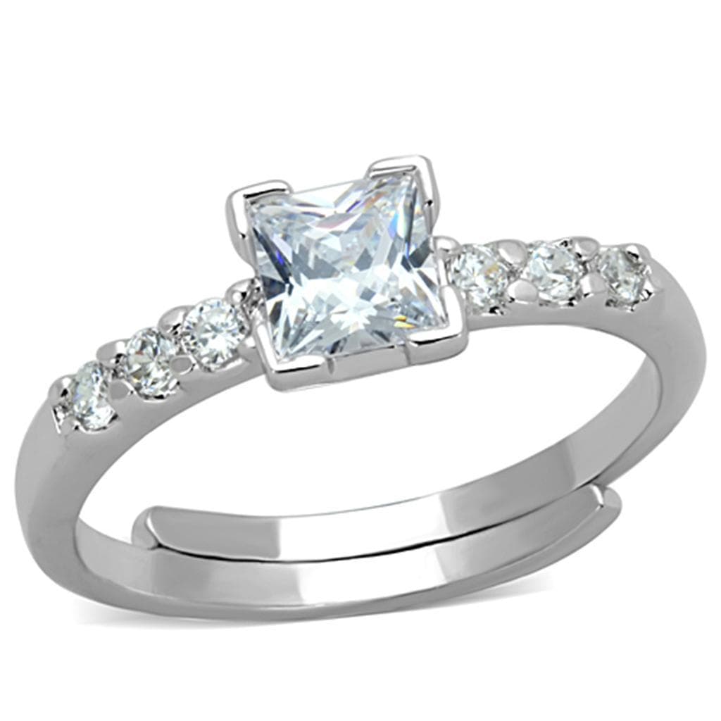 Brass CZ Princess Side Stone Ring