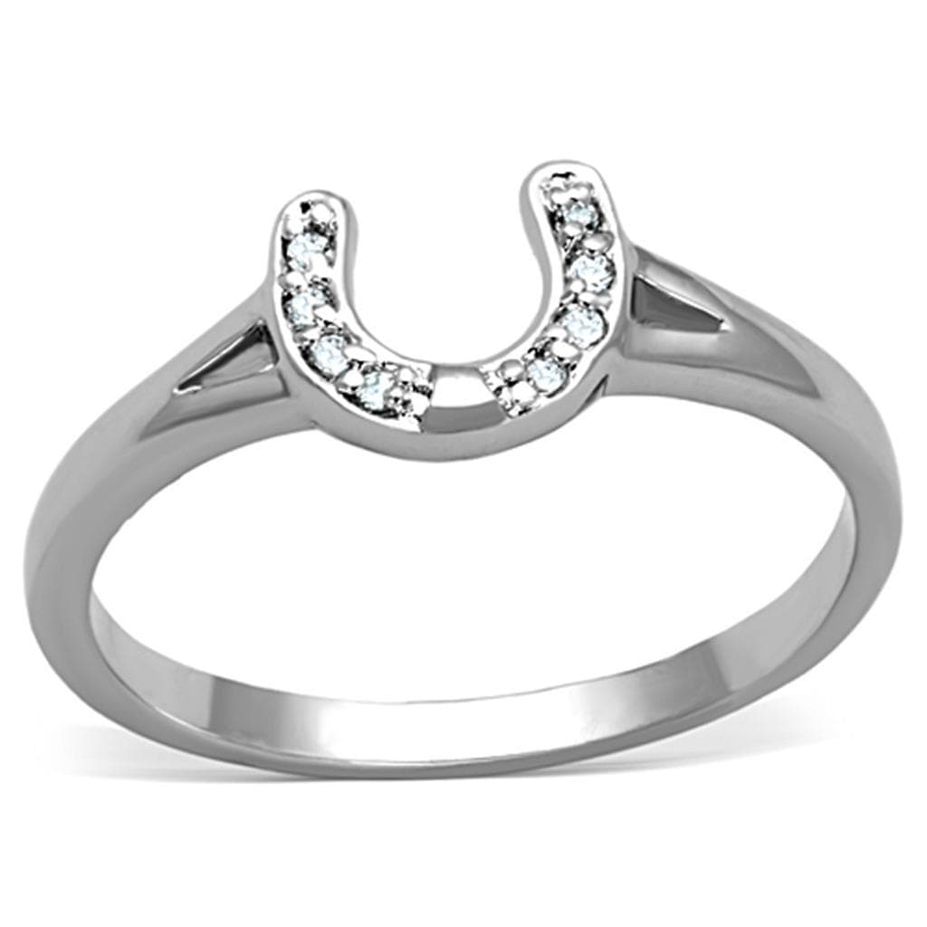 Brass CZ Pave Horseshoe Cocktail Ring