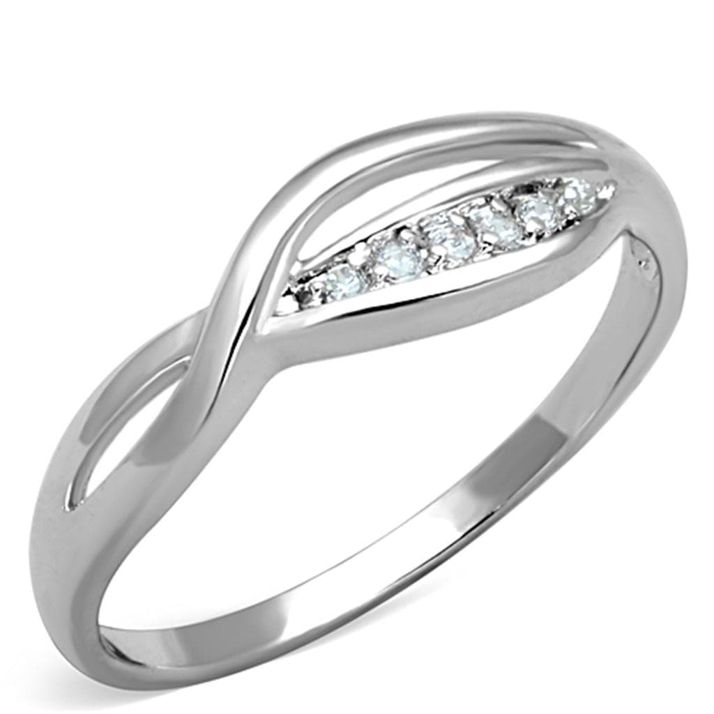 Brass CZ Pave Wave Open Twist Band Ring